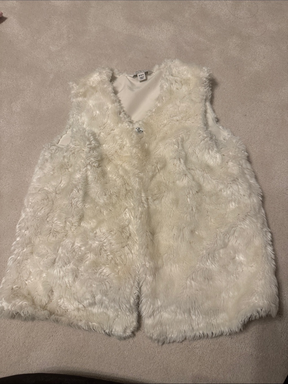 Janie and Jack Cream Faux Fur Vest